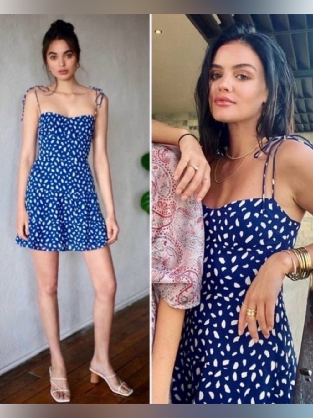 Reformation Othello mini dress in a blue and white moray print size 10
